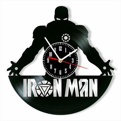 Настінний вініловий годинник Залізна Людина, діаметр 30см Vinyl-Clock-M-Iron Man-5 фото