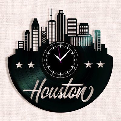 Wall Vinyl Record Clock Houston 12" 27-1-1 photo