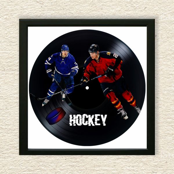 Vinyl Record Decor in a Wooden Frame Hockey 14" UF-Frame-Hockey-1 photo