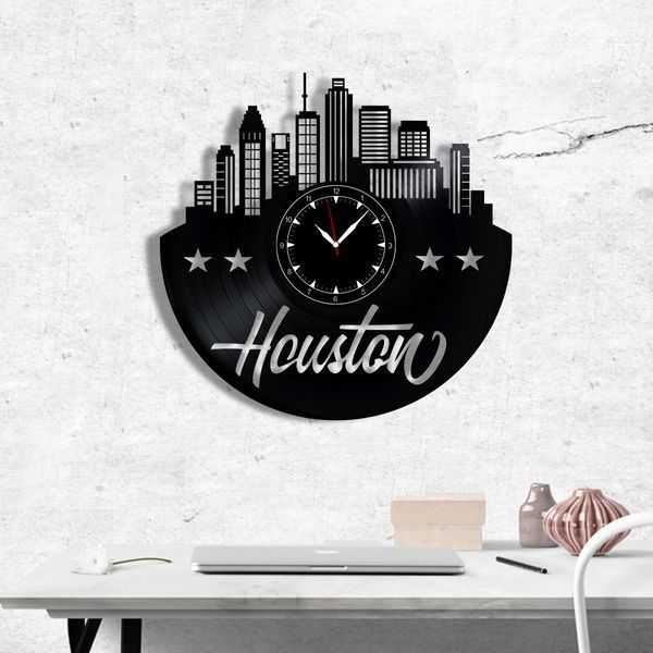 Wall Vinyl Record Clock Houston 12" 27-1-1 photo