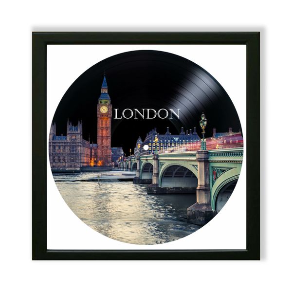 Vinyl Record Decor in a Wooden Frame London 14" UF-Frame-London-2 photo