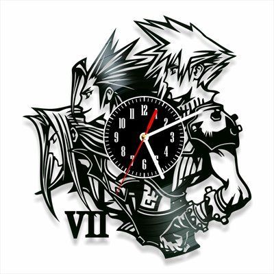 Настінний вініловий годинник Остання фантазія, діаметр 30см Vinyl-Clock-Final Fantasy-7 фото
