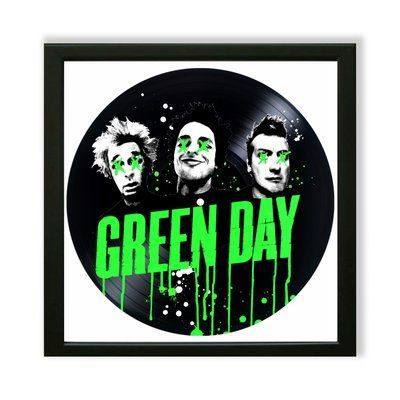 Настінний вініловий декор в дерев'яній рамці Green Day, розміром 36см 535-4-1 фото