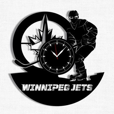 Настінний вініловий годинник Вінніпег Джетс, діаметр 30см Vinyl-Clock-Winnipeg jets-1 фото