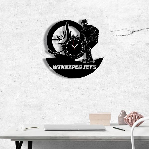 Настінний вініловий годинник Вінніпег Джетс, діаметр 30см Vinyl-Clock-Winnipeg jets-1 фото