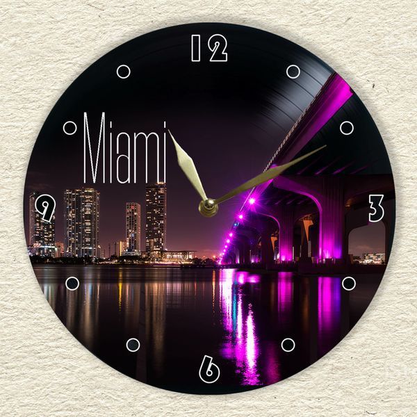 Wall Vinyl Record Clock Miami 12" 30-2-1 photo
