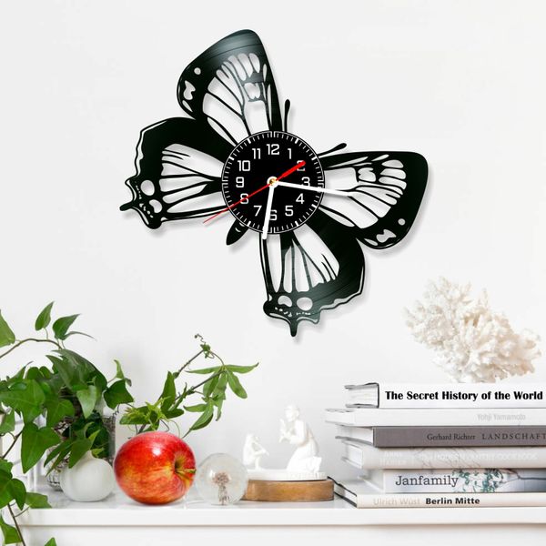 Wall Vinyl Record Clock Butterfly 12" Vinyl-Clock-Butterfly-3 photo