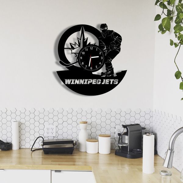 Настінний вініловий годинник Вінніпег Джетс, діаметр 30см Vinyl-Clock-Winnipeg jets-1 фото