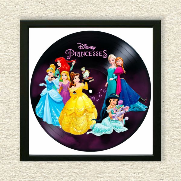 Vinyl Record Decor in a Wooden Frame Disney Princess 14" UF-Frame-C-Disney Princess-1 photo