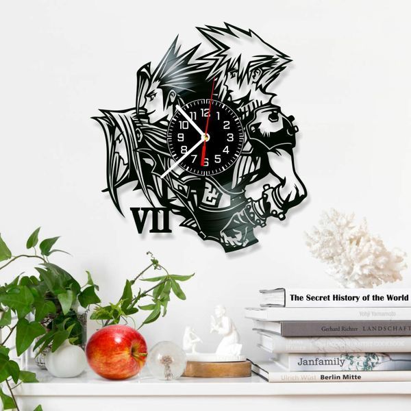 Настінний вініловий годинник Остання фантазія, діаметр 30см Vinyl-Clock-Final Fantasy-7 фото