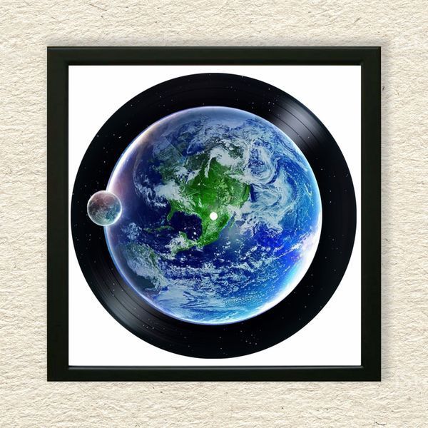 Vinyl Record Decor in a Wooden Frame Earth 14" 129-4-1 photo