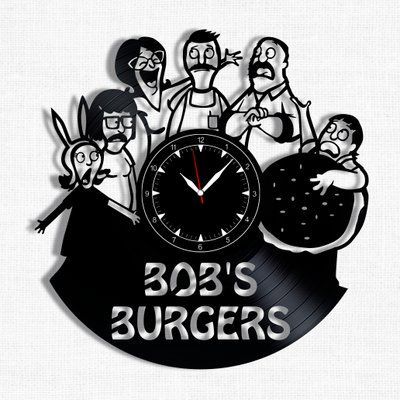 Настінний вініловий годинник Закусочна Боба, діаметр 30см Vinyl-Clock-C-Bob's Burgers-1 фото