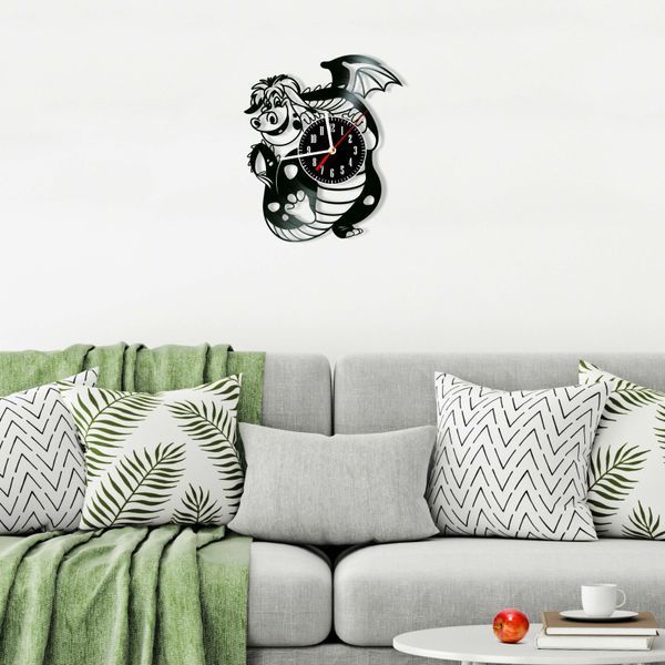 Настінний вініловий годинник Дракон, діаметр 30см Vinyl-Clock-C-Dragon-1 фото