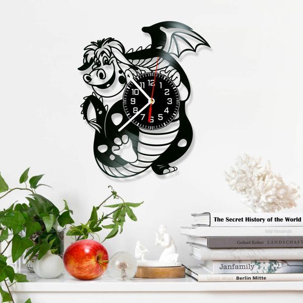 Настінний вініловий годинник Дракон, діаметр 30см Vinyl-Clock-C-Dragon-1 фото