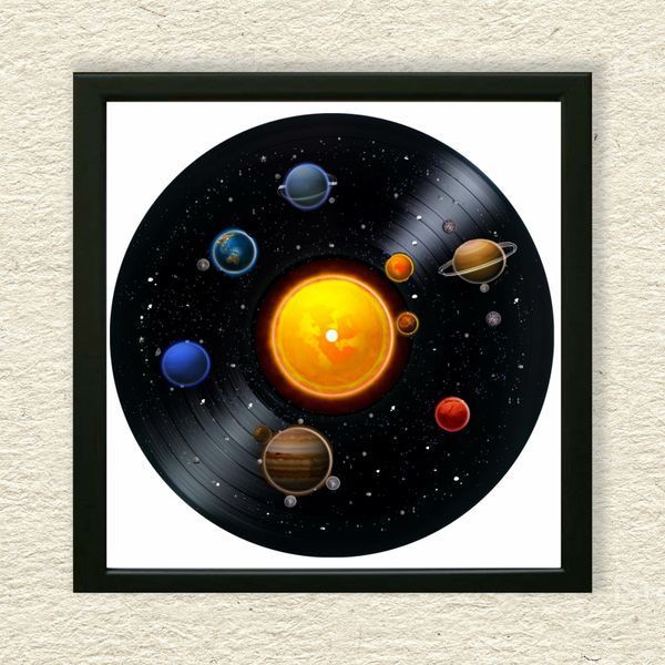 Vinyl Record Decor in a Wooden Frame Planets 14" 133-4-1 photo