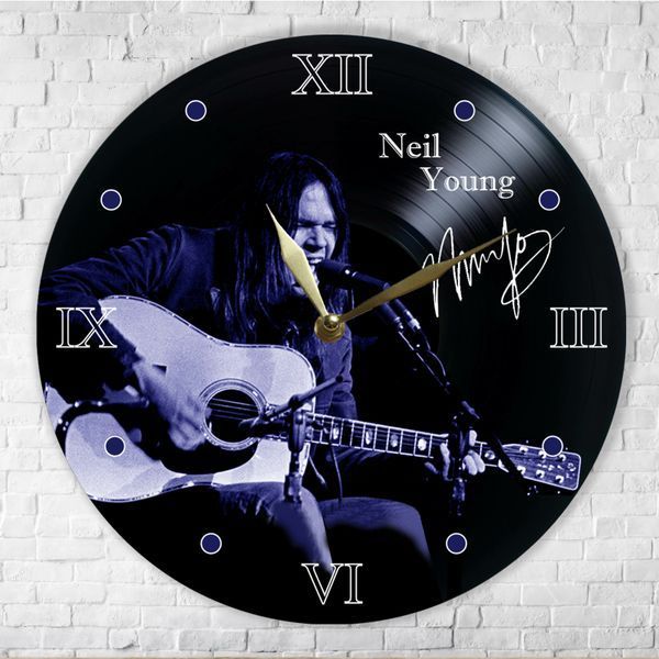 Настінний вініловий годинник Ніл Янг, діаметр 30см UF-Clock-Neil Young-1 фото