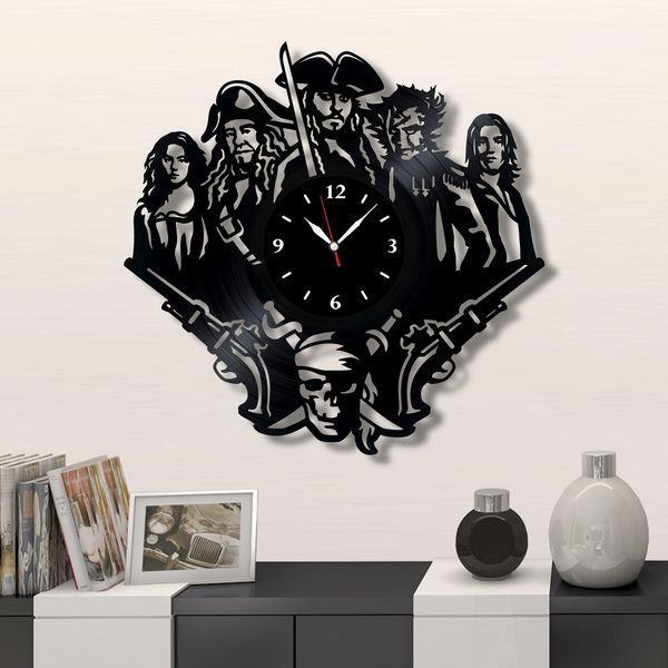 Настінний вініловий годинник Пірати Карибського моря, діаметр 30см Vinyl-Clock-M-Pirates of the Caribbean-3 фото