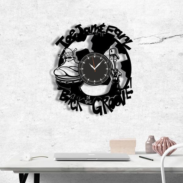 Настінний вініловий годинник ТоуДжем та Ерл, діаметр 30см Vinyl-Clock-C-ToeJam & Earl-1 фото
