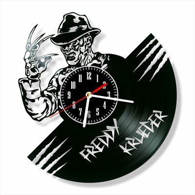 Настінний вініловий годинник Фредді Крюгер, діаметр 30см Vinyl-Clock-M-Freddi Kruger-4 фото