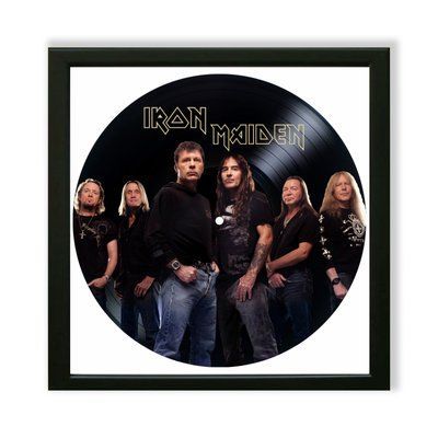 Настінний вініловий декор в дерев'яній рамці Iron Maiden, розміром 36см 537-4-1 фото