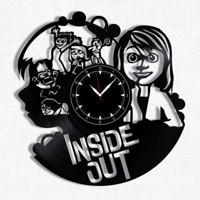 Настінний вініловий годинник Думками навиворіт, діаметр 30см Vinyl-Clock-C-Inside Out-1 фото