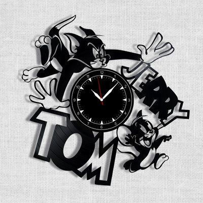 Настінний вініловий годинник Том і Джеррі, діаметр 30см Vinyl-Clock-C-Tom and Jerry-2 фото
