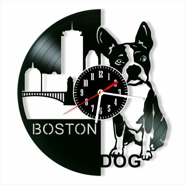 Wall Vinyl Record Clock Boston Terrier 12" Vinyl-Clock-Boston Terrier-1 photo