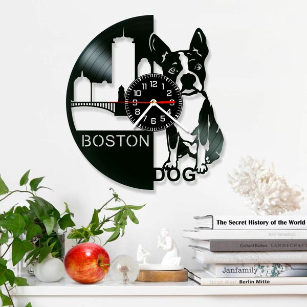 Wall Vinyl Record Clock Boston Terrier 12" Vinyl-Clock-Boston Terrier-1 photo