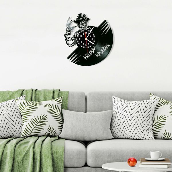 Настінний вініловий годинник Фредді Крюгер, діаметр 30см Vinyl-Clock-M-Freddi Kruger-4 фото