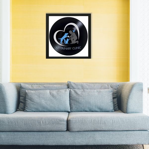 Vinyl Record Decor in a Wooden Frame Veterinary Clinic 14" UF-Frame-Veterinary Clinic-1 photo