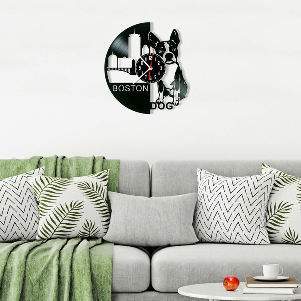 Wall Vinyl Record Clock Boston Terrier 12" Vinyl-Clock-Boston Terrier-1 photo