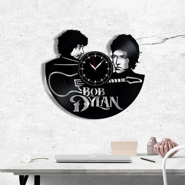 Настінний вініловий годинник Боб Ділан, діаметр 30см Vinyl-Clock-Bob Dylan-1 фото