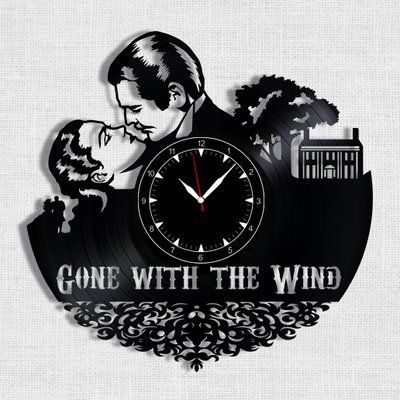Настінний вініловий годинник Віднесені вітром, діаметр 30см Vinyl-Clock-M-Gone with the Wind-1 фото