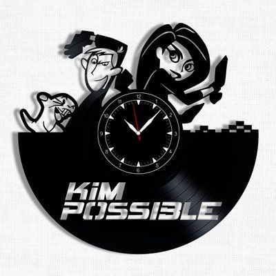 Настінний вініловий годинник Кім П'ять з плюсом, діаметр 30см Vinyl-Clock-C-Kim Possible-1 фото