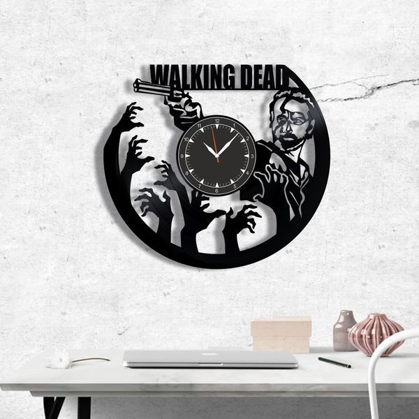 Настінний вініловий годинник Ходячі мерці, діаметр 30см Vinyl-Clock-M-The Walking Dead-12 фото