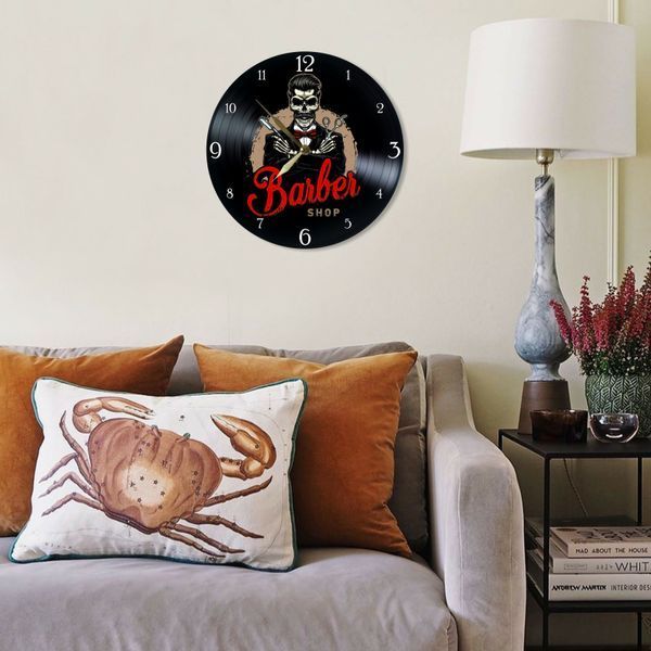 Wall Vinyl Record Clock Barber Shop 12" 94-2-1 photo